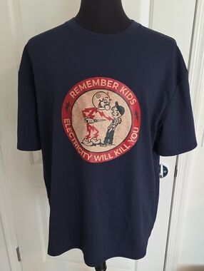 Men's Navy Graphic Tee - Remember Kids Electricity Design
